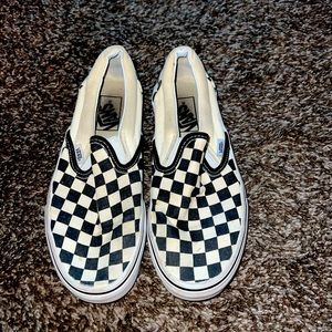 Checkered slip on vans